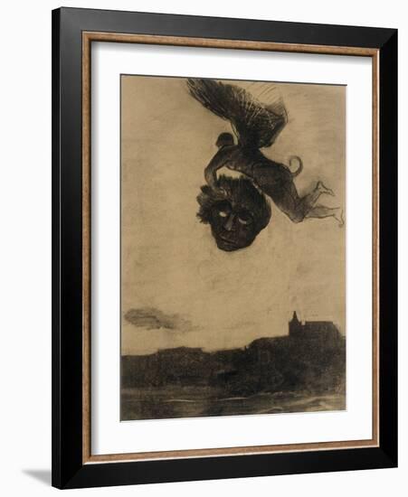 Démon ailé dans les airs, tenant un masque-Odilon Redon-Framed Giclee Print