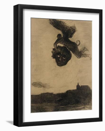 Démon ailé dans les airs, tenant un masque-Odilon Redon-Framed Giclee Print