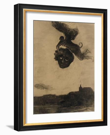 Démon ailé dans les airs, tenant un masque-Odilon Redon-Framed Giclee Print