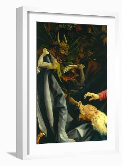 Demons Pulling St. Anthony's Hair, the Temptation of St. Anthony, Isenheim Altarpiece, c.1512-16-Matthias Grünewald-Framed Giclee Print