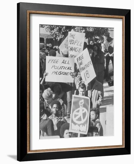 Demonstratin in Support of the Black Panthers Outside Hall of Justice-Ralph Crane-Framed Photographic Print