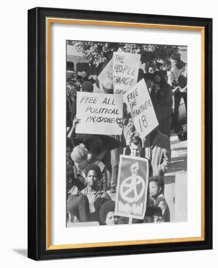 Demonstratin in Support of the Black Panthers Outside Hall of Justice-Ralph Crane-Framed Photographic Print