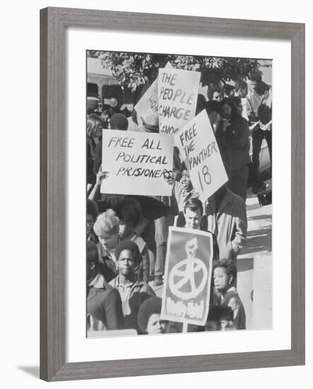 Demonstratin in Support of the Black Panthers Outside Hall of Justice-Ralph Crane-Framed Photographic Print