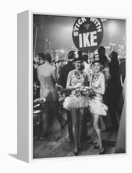 Demonstrators on Republican Convention Floor, with Signs Reading "Stick with Ike"-Ed Clark-Framed Premier Image Canvas