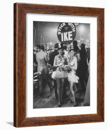 Demonstrators on Republican Convention Floor, with Signs Reading "Stick with Ike"-Ed Clark-Framed Photographic Print