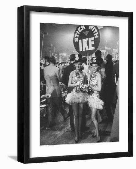 Demonstrators on Republican Convention Floor, with Signs Reading "Stick with Ike"-Ed Clark-Framed Photographic Print