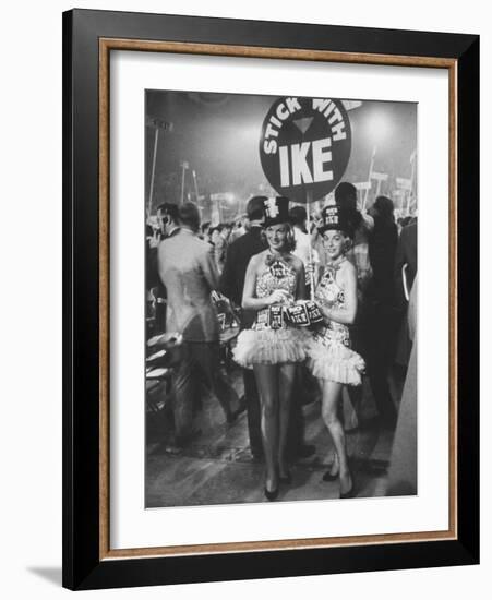 Demonstrators on Republican Convention Floor, with Signs Reading "Stick with Ike"-Ed Clark-Framed Photographic Print