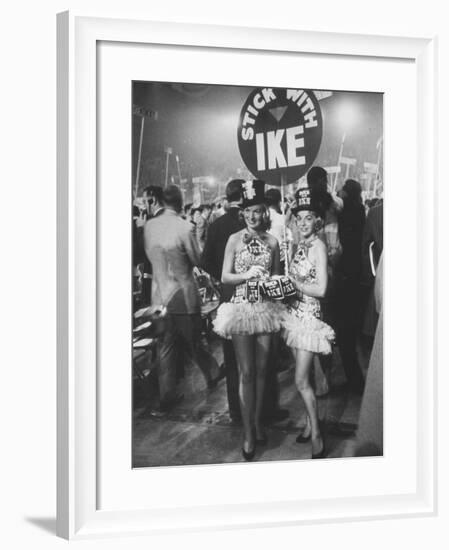 Demonstrators on Republican Convention Floor, with Signs Reading "Stick with Ike"-Ed Clark-Framed Photographic Print