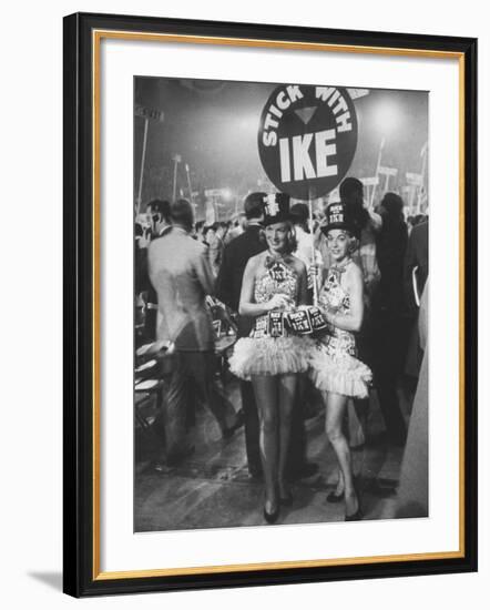 Demonstrators on Republican Convention Floor, with Signs Reading "Stick with Ike"-Ed Clark-Framed Photographic Print