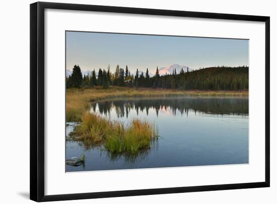 Denali Mountain and Wonder Lake at Sunrise-lijuan-Framed Photographic Print