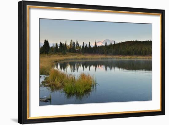 Denali Mountain and Wonder Lake at Sunrise-lijuan-Framed Photographic Print