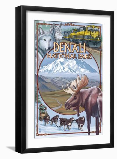 Denali National Park, Ak - Train Version, c.2009-Lantern Press-Framed Art Print
