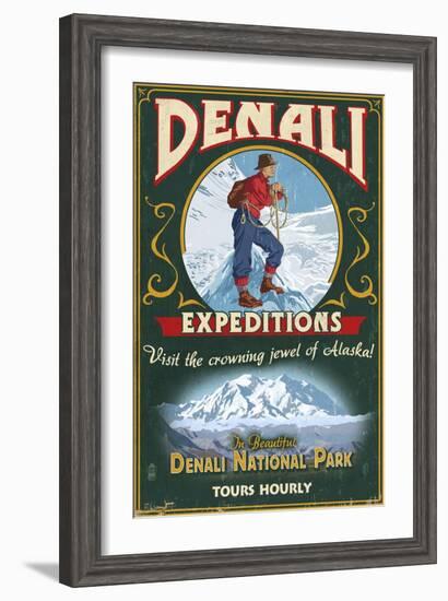 Denali National Park, Alaska - Denali Climbers Vintage Sign-Lantern Press-Framed Art Print