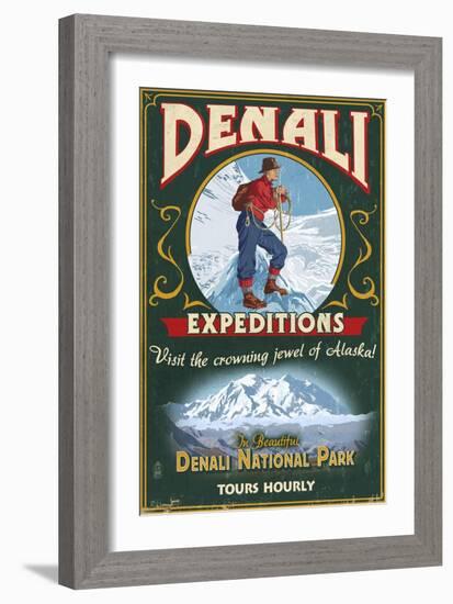 Denali National Park, Alaska - Denali Climbers Vintage Sign-Lantern Press-Framed Art Print