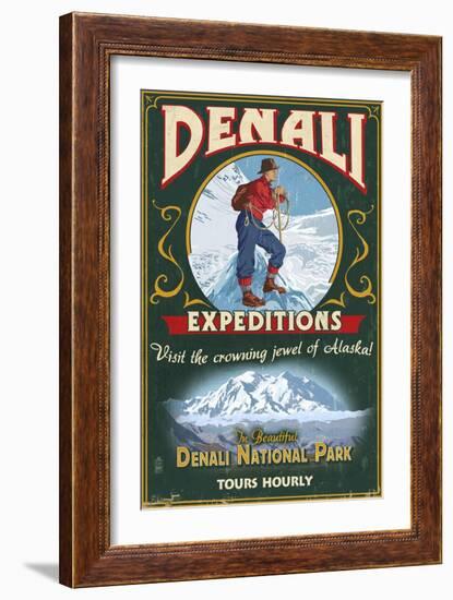 Denali National Park, Alaska - Denali Climbers Vintage Sign-Lantern Press-Framed Art Print