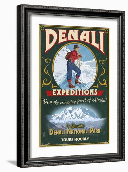 Denali National Park, Alaska - Denali Climbers Vintage Sign-Lantern Press-Framed Art Print