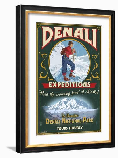 Denali National Park, Alaska - Denali Climbers Vintage Sign-Lantern Press-Framed Art Print