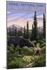 Denali National Park, Alaska - Moose and Calf-Lantern Press-Mounted Art Print