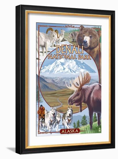 Denali National Park, Alaska - Park Views-Lantern Press-Framed Art Print