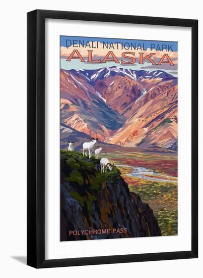 Denali National Park, Alaska - Polychrome Pass-Lantern Press-Framed Premium Giclee Print