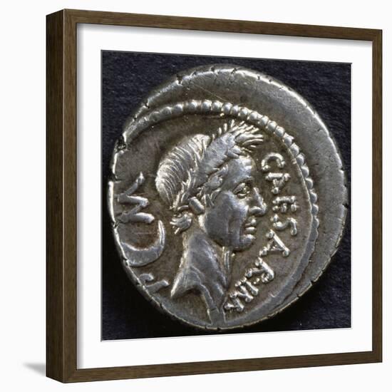 Denarius Bearing Portrait of Julius Caesar, 45 BC, Recto, Roman Coins BC-null-Framed Giclee Print