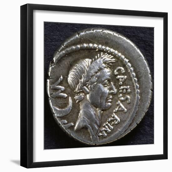 Denarius Bearing Portrait of Julius Caesar, 45 BC, Recto, Roman Coins BC-null-Framed Giclee Print