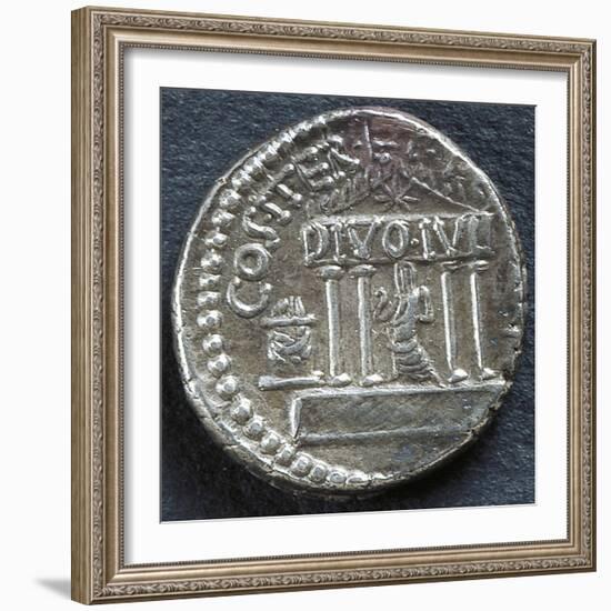 Denarius of Octavian Depicting Temple Dedicated to Deified Julius Caesar, 37-33 BC-null-Framed Giclee Print