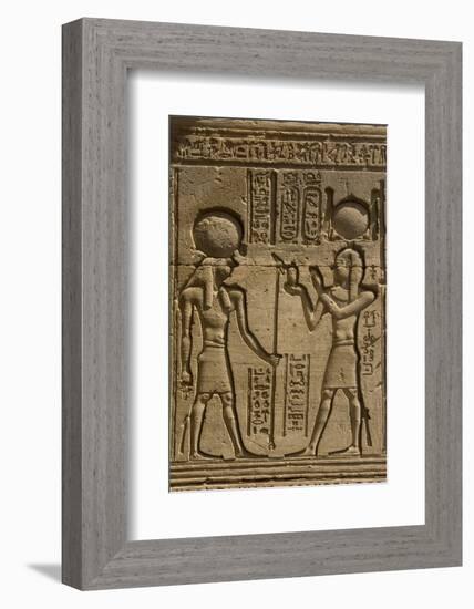 Dendera Necropolis, Qena, Nile Valley, Egypt; Carvings on the Outside Wall of the Temple of Hathor-Tony Waltham-Framed Photographic Print