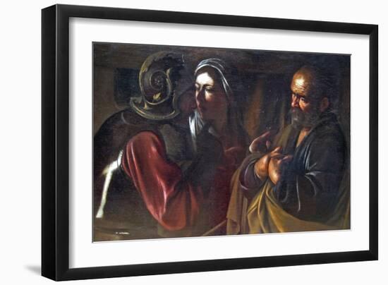 Denial of St. Peter-Caravaggio-Framed Art Print