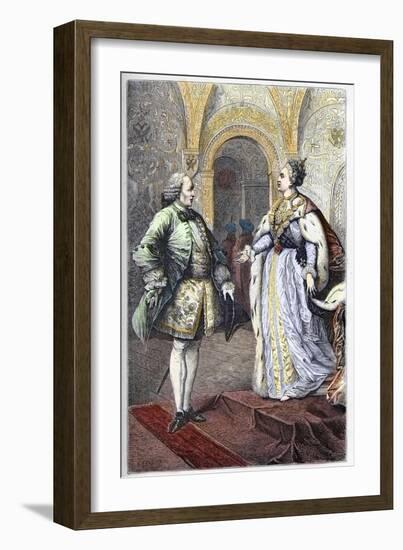 Denis Diderot (1713-1784) and Impress Catherine II (1729-1796)-French School-Framed Giclee Print