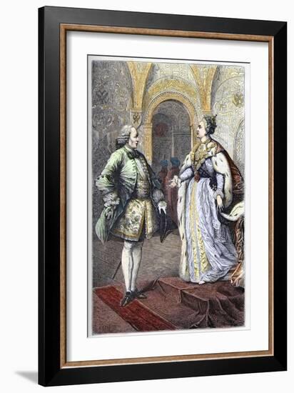 Denis Diderot (1713-1784) and Impress Catherine II (1729-1796)-French School-Framed Giclee Print