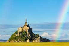 View of Mont Saint-Michel with rainbow in background, France-Denis Huot-Photographic Print