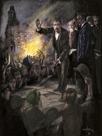 'Denis Kearney Inciting an Anti-Chinese Mob in San Francisco, Late