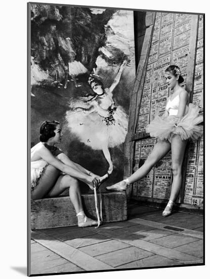 Denise Bourgeois and Claude Bessy Taking a Breather in Front of a Degas Background-Walter Sanders-Mounted Photographic Print