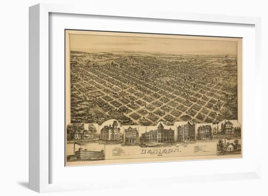 Denison, Texas - Panoramic Map-Lantern Press-Framed Art Print