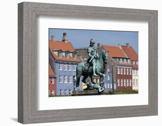 Denmark, Copenhagen, Nyhavn district in city center. Statue of the Bishop of Absalon-Alan Klehr-Framed Photographic Print