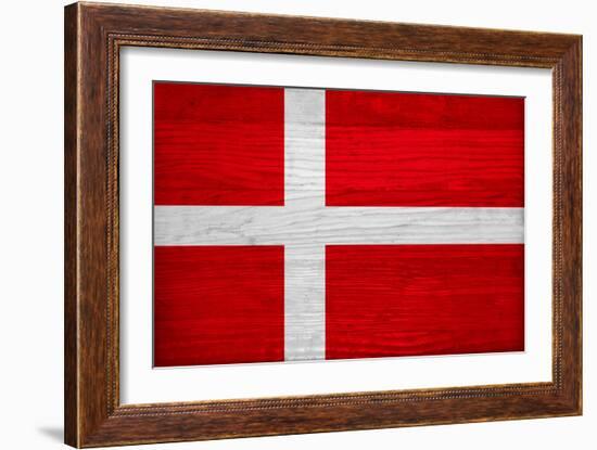 Denmark Flag Design with Wood Patterning - Flags of the World Series-Philippe Hugonnard-Framed Art Print