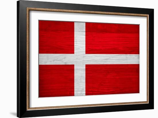 Denmark Flag Design with Wood Patterning - Flags of the World Series-Philippe Hugonnard-Framed Art Print