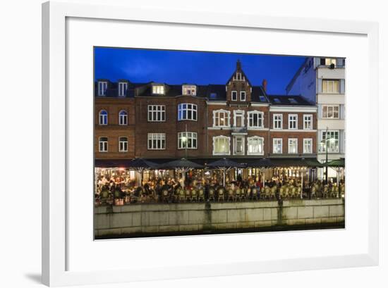 Denmark, Jutland, Aarhus, Canal Side Cafes, Evening-Walter Bibikow-Framed Photographic Print