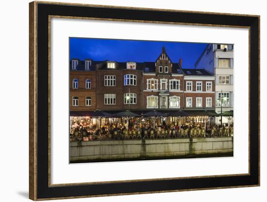 Denmark, Jutland, Aarhus, Canal Side Cafes, Evening-Walter Bibikow-Framed Photographic Print