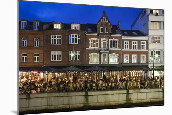 Denmark, Jutland, Aarhus, Canal Side Cafes, Evening-Walter Bibikow-Mounted Photographic Print