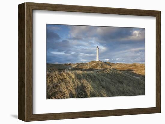 Denmark, Jutland, Danish Riviera, Hvide Sande, Lyngvig Fyr Lighthouse, Dusk-Walter Bibikow-Framed Photographic Print