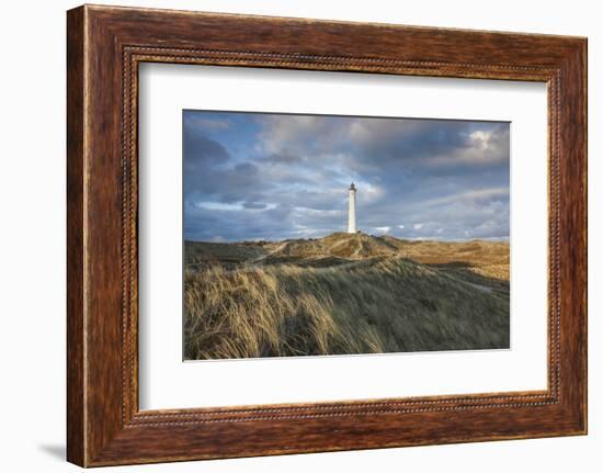 Denmark, Jutland, Danish Riviera, Hvide Sande, Lyngvig Fyr Lighthouse, Dusk-Walter Bibikow-Framed Photographic Print