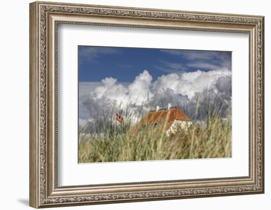 Denmark, Jutland, Lškken, House, Flag, Cloud-Harald Schšn-Framed Photographic Print