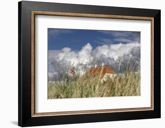 Denmark, Jutland, Lškken, House, Flag, Cloud-Harald Schšn-Framed Photographic Print