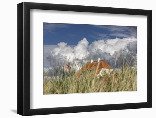 Denmark, Jutland, Lškken, House, Flag, Cloud-Harald Schšn-Framed Photographic Print