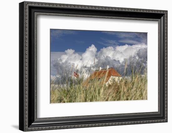 Denmark, Jutland, Lškken, House, Flag, Cloud-Harald Schšn-Framed Photographic Print