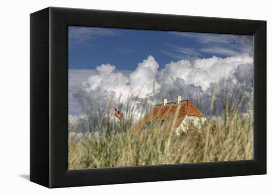 Denmark, Jutland, Lškken, House, Flag, Cloud-Harald Schšn-Framed Premier Image Canvas