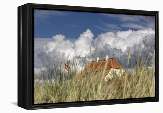 Denmark, Jutland, Lškken, House, Flag, Cloud-Harald Schšn-Framed Premier Image Canvas