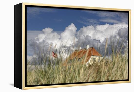 Denmark, Jutland, Lškken, House, Flag, Cloud-Harald Schšn-Framed Premier Image Canvas